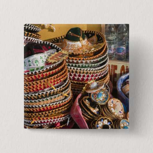 メキシコ、コズメル。コズメル島の土産物 缶バッジ (正面)