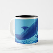 メキシコ、コズメル。トルシオプス・ボトルネッド・ドルフィン ツートーンマグカップ (正面左)