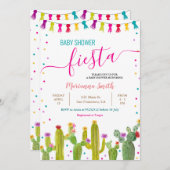  メキシコ・サカラフルボテン・フィエスタ・ベビー・シャワー・パーティー  招待状 (正面/裏面)