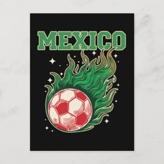 メキシコ サッカー 炎のボール レトロ フットボール ファンアート ポストカード