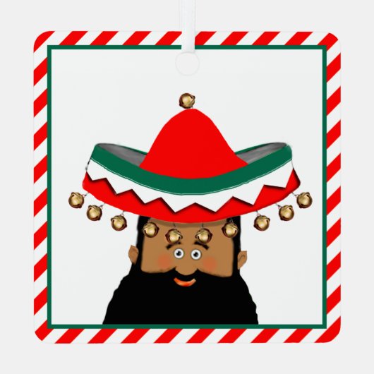 メキシコ·サパーソナライズされたンタ メタルオーナメント (裏面)