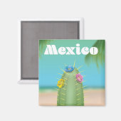 メキシコ サボテン 旅行ポスター マグネット (正面/裏面)