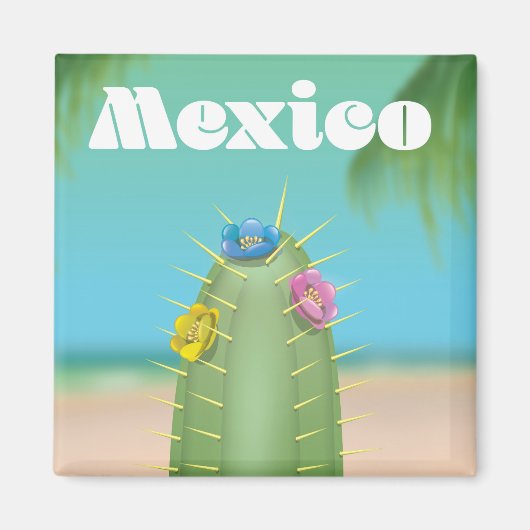 メキシコ サボテン 旅行ポスター マグネット (正面)
