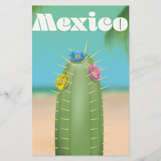 メキシコ サボテン 旅行ポスター 便箋 (正面)