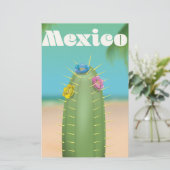 メキシコ サボテン 旅行ポスター 便箋 (スタンド正面)