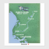 メキシコ シナロア州 フエルテ川 旅行地図 シール (シート)