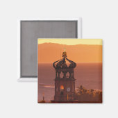 メキシコ、ジャリスコ、プエルト・バラルタ。教会塔 マグネット (正面/裏面)