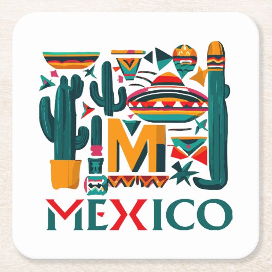 メキシコ スクエアペーパーコースター (正面)