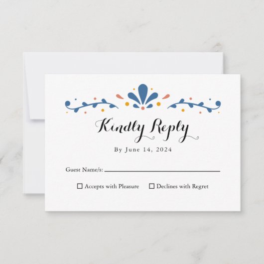 メキシコ タラベラ 返信カード, RSVP カード (正面)