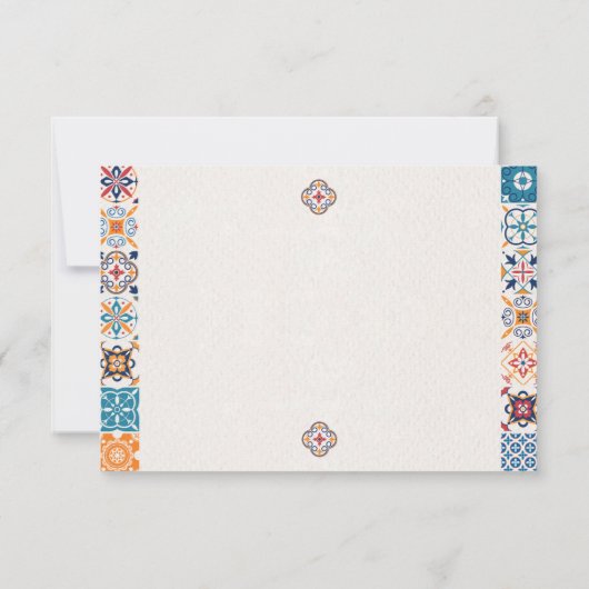 メキシコ タラヴェラ カラフル フラワー フィエスタ ウェディング セーブザデート (裏面)