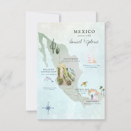 メキシコ | デスティネーション・ウェディング(行先結婚式)旅程地図 (正面)
