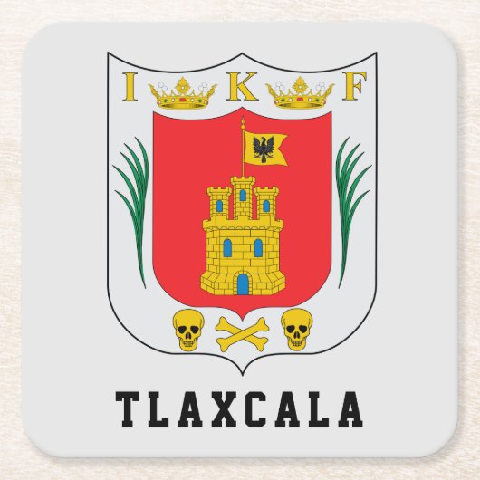 メキシコ、トラスカラの紋章 スクエアペーパーコースター (正面)