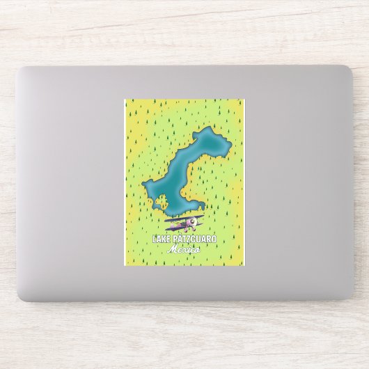 メキシコ パツクァロ湖 湖の地図 シール (コンピューター)