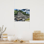 メキシコ、パレンクェの刻文の神殿 ポスター (キッチン)