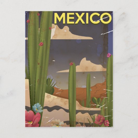 メキシコ ビンテージ 旅行ポスター ポストカード (正面)
