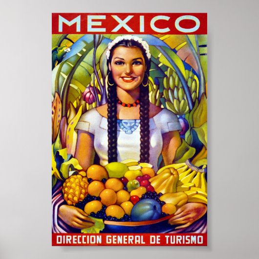 メキシコ ビンテージ 旅行ポスター 修復済み ポスター (正面)