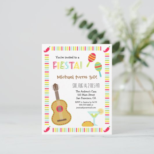 メキシコ·フィエスタ·アダルト·バースデーパーティ招待状 招待状 (スタンド正面)