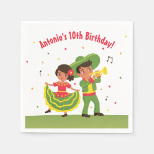 メキシコ・フィエスタ ヒスパニックの子供の誕生日パーティー ナプキン スタンダードカクテルナプキン