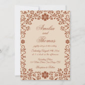 メキシコ フィエスタ ベージュ フラワー ウェディング 招待状 (正面)