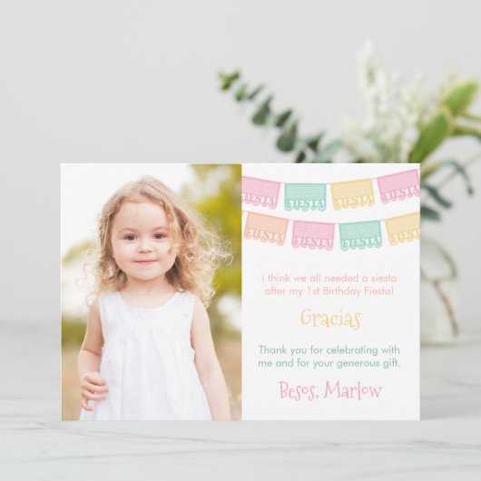 メキシコ·フカラフルィエスタ誕生日パーティーの写真 サンキューカード (スタンド正面)
