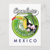 メキシコ プラヤバランドラ レトロロゴ ポストカード (正面)