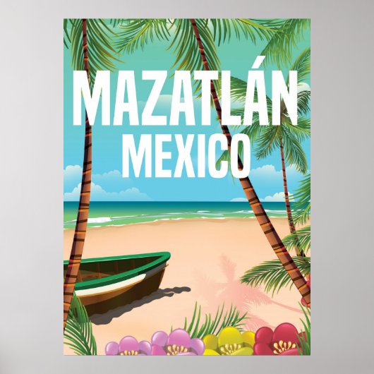 メキシコ マサトラン ヴィンテージ ビーチ 旅行 ポスター (正面)