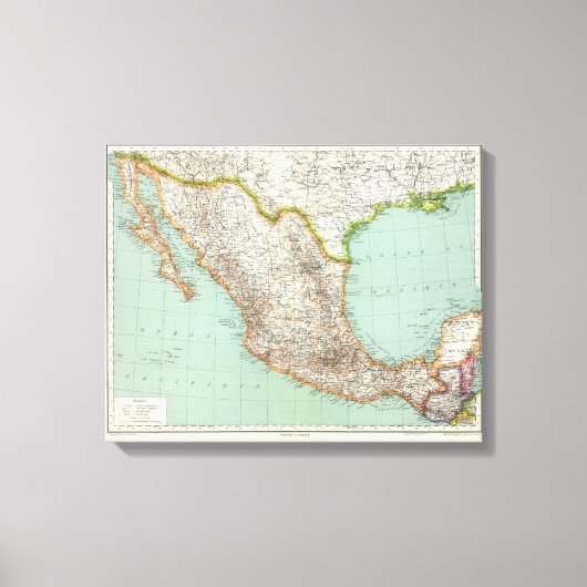 メキシコ – メキシコの地図 キャンバスプリント (正面)