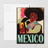 メキシコ、メキシコ人がアコーディオンを演奏中、ヴィンテージ ポストカード (正面/裏面)