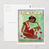 メキシコ、メキシコ伝統芸術、赤いドレスの少女 ポストカード (正面/裏面)