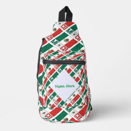 メキシコ メキシコ国旗 タイル加工 個人名 グリーン スリングバッグ