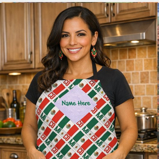 メキシコ メキシコ国旗 タイル 緑 カスタマイズ エプロン