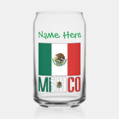 メキシコ メキシコ国旗 緑 カスタマイズ名  ガラス缶 (正面)