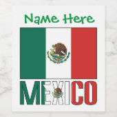 メキシコ メキシコ国旗 緑 カスタマイズ ワインラベル (シングルラベル)