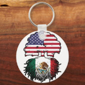 メキシコ・メキシコ・アメリカ合衆国ツリー・ルーツ国旗 キーホルダー (正面)
