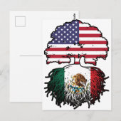 メキシコ・メキシコ・アメリカ合衆国ツリー・ルーツ国旗 ポストカード (正面/裏面)