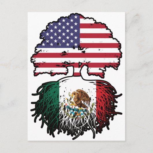 メキシコ・メキシコ・アメリカ合衆国ツリー・ルーツ国旗 ポストカード (正面)