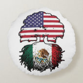 メキシコ・メキシコ・アメリカ合衆国ツリー・ルーツ国旗 ラウンドクッション (裏面)