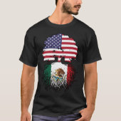 メキシコ・メキシコ・アメリカ合衆国ツリー・ルーツ国旗 Tシャツ (正面)