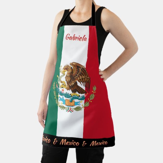 メキシコ、メキシコ、メキシコ国旗のシェフキッチン エプロン (インサイチュ)