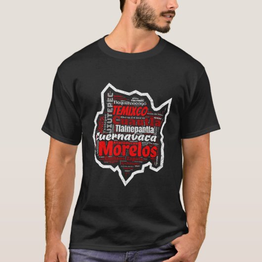 メキシコ モレロス州の地図と自治体 Tシャツ (正面)