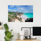 メキシコ、ユカタン、半島、トゥルム遺跡、マヤ ポスター (ホームオフィス)