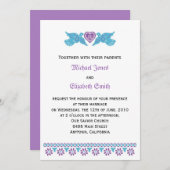 メキシコ·ラブバード-紫と青 招待状 (正面/裏面)