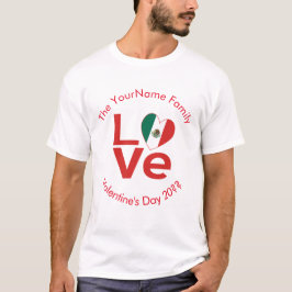 メキシコ ラブ ハート フラグ バレンタイン パーソナライズド Tシャツ
