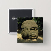 メキシコ、ヴィラヘルモサ、巨大オルメック頭、ラ·ヴェンタ 缶バッジ (正面&裏面)