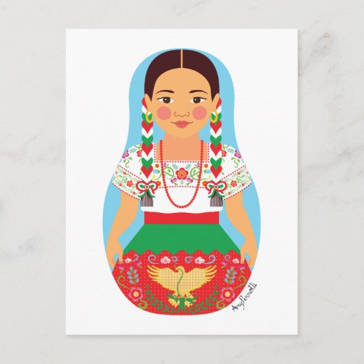 メキシコ、中国ポブラナマトリョスカハガキ ポストカード (正面)