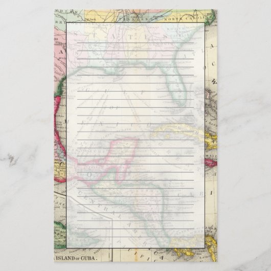 メキシコ、中央アメリカの地図 便箋 (正面)