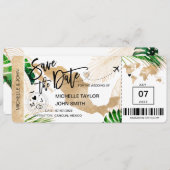 メキシコ 保存日 航空券 世界地図 招待状 (正面/裏面)