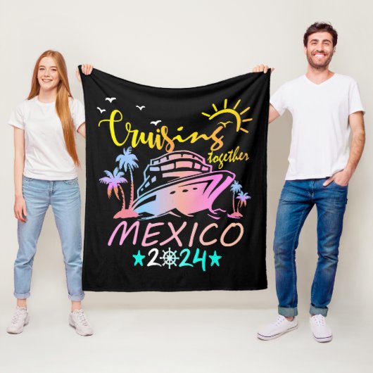メキシコ 家族 クルーズ旅行 フリースブランケット (インサイチュ)