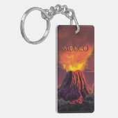 メキシコ 火山 旅行ポスター キーホルダー (正面左)