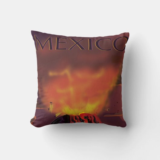 メキシコ 火山 旅行ポスター クッション (正面)